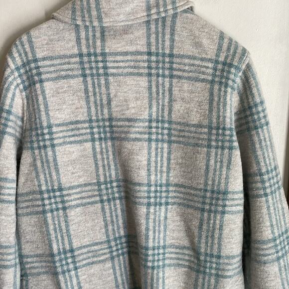 Madewell Boiled Wool Shirt-Jacket in Plaid Heather Lagoon - Picture 11 of 16